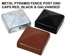 METAL FENCE POST CAPS | Oxide Red / Zinc Dip Galvanised / Epoxy Black-ALL SIZES