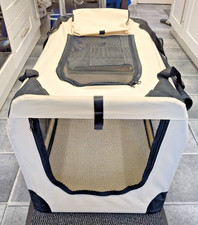 Dog Crate/cage Large Portable foldable, beige soft fabric 82x56x52 Gd condition.