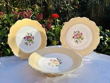 Antique Ridgway Dessert Service 3 Pieces 1 Comport, 2 Plates Peach & Floral