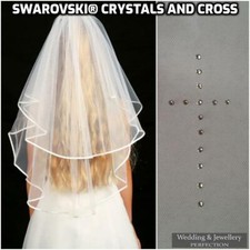 Girls 2 Tier White First Holy Communion Veil with Diamante Crystals Wedding Girl