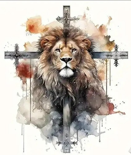 Lion cross large diy iron - &,