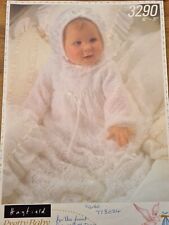 Christening Gown bonnet and Shawl vintage knitting pattern 16" - 20" beaded lace