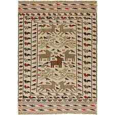 Hand knotted flat weave  sumak killim 4.1x5.9 foot