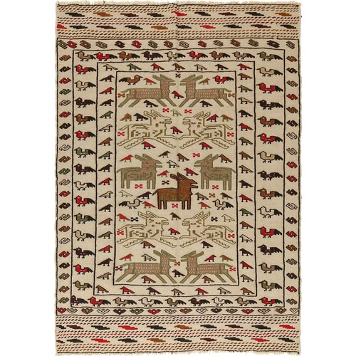 Hand knotted flat weave sumak - hand,