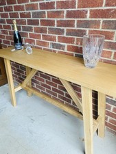 Oak Finish Solid Wood Console Table