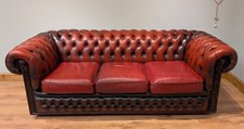 Oxblood Red Leather Chesterfield Sofa Settee