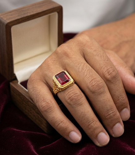 Turkish red ring unisex - red, gold