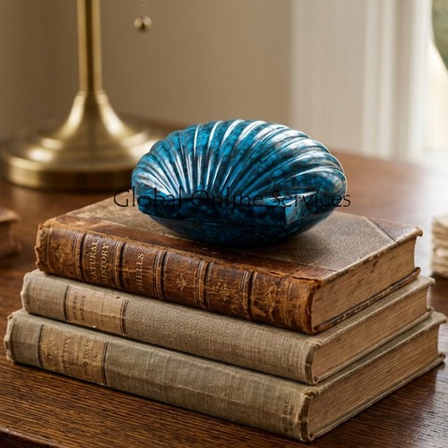 Aqua brass shell keepsake - aqua,