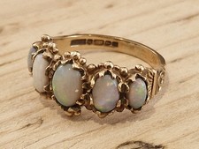 Antique 9ct Rose Gold Opal Five Stone Gypsy Ring 3.6g - Size M VGC