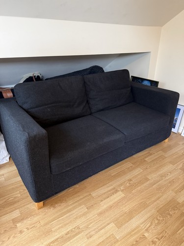 Dark black fabric sofa bed - dark,