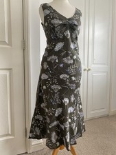 Laura Ashley UK 8 Linen Fit Flare Flattering Country Print Dress New