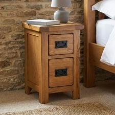 Bedside Table Rustic Oak Slim