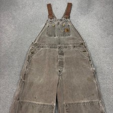 Carhartt Dungarees Adult 34x32 Brown Overalls Double Knee Bib Duck Canvas Mens