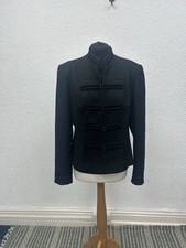 Principles Size 16 Jacket Wool Military Blazer Black Velvet Trim Gothic Y2K MCR