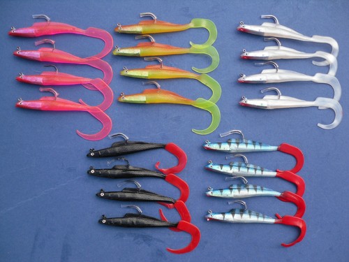 4pk curly tail jig head - curly,