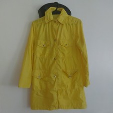 Vintage British Mist Small Yellow Nylon Pockets Lined Trenchlike Raincoat Mac