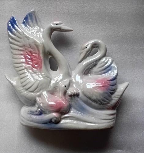 Vintage ceramic swan - ceramic, pair