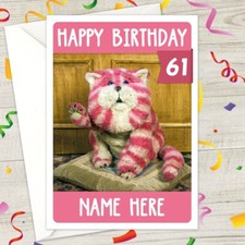 BAGPUSS Personalised Birthday Card - A5 cat bag puss toy teddy pink baggy
