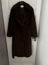 Woman’s Chocolate Brown Faux Fur Long Next Coat Size Small Never Worn No Tags