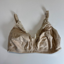Royce Jasmine Firm Support Bra Size 38E Nude Nonpadded Lace Trim Full Cup Bra