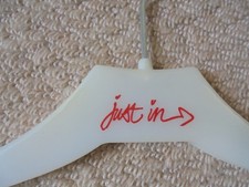 Vintage Retail Fashion Store Coat Hanger JUST IN 1980s 1970s clothes shop : Prop