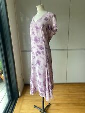 EASTEX SIZE 18 VINTAGE 80S SHOULDER PAD MIDI DRESS FLORAL LAVENDER PURPLE CREPE