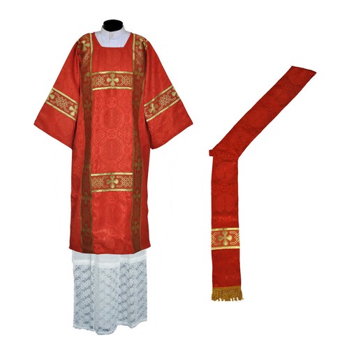 Red deacon dalmatic vestment - red,