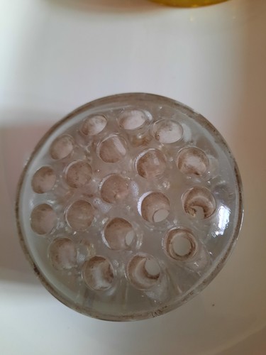 Old round hole clear glass - clear,