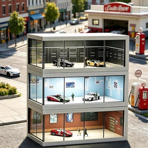 Diorama car garage model - diorama,