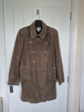 Jigsaw Ladies Suede Effect Double Breasted Coat Size 10