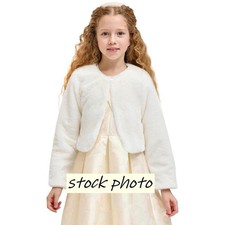 Girls White Faux Fur Shrug