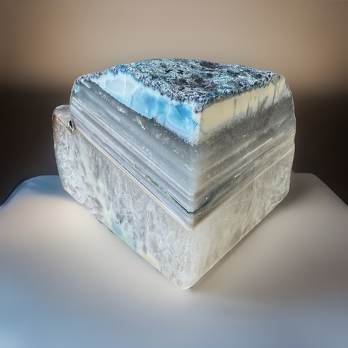 Blue agate geode bookend - blue,
