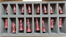 BERKELEY CHESS VICTORIAN CHESS SET  IVORY AND RED **PIECES ONLY**