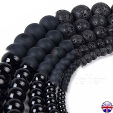 Black Gemstone Round Beads