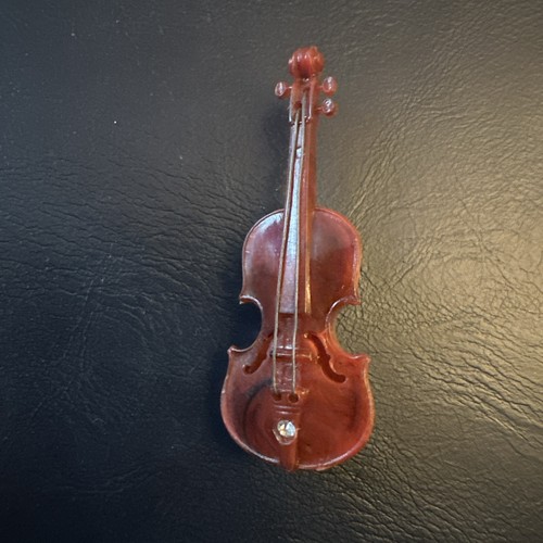 Antique plastic violin pin - antique,