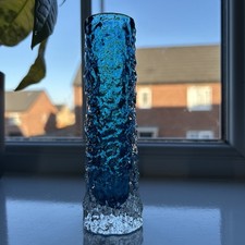 Whitefriars 9729 Finger Bark Vase Kingfisher Blue