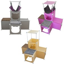 Cat Cube Play Tower – Build-Your- Activity Centre + Hammock, Blanket & Scratcher