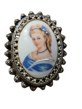 Vtg Limoges Cameo Lady  Blue
