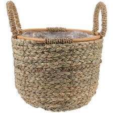  Woven Storage Basket Straw Baskets with Handles Decorative Flower