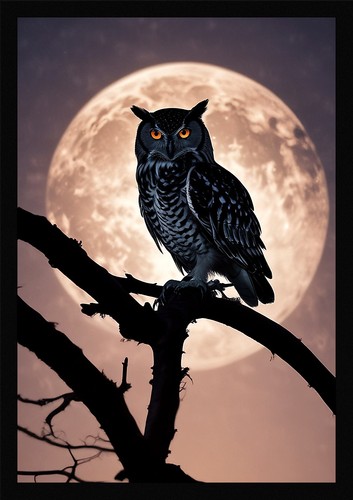Dramatic owl framed wall - dramatic,