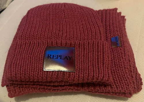 Replay burgundy knit beanie - replay,