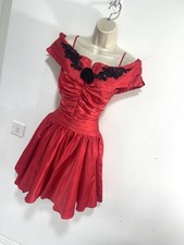 Red satin dress sleeveless 50s