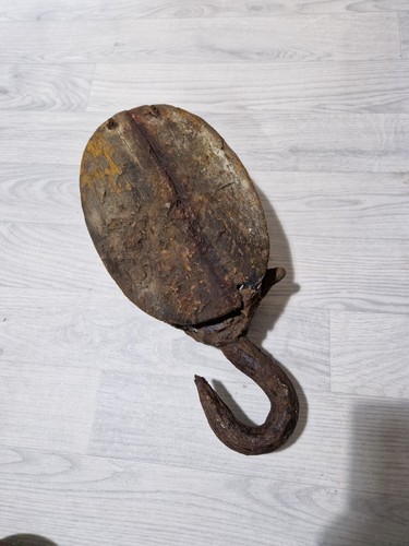 Antique ship pulley large - large,