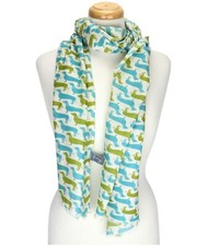 Ladies green sausage dog scarf - green,