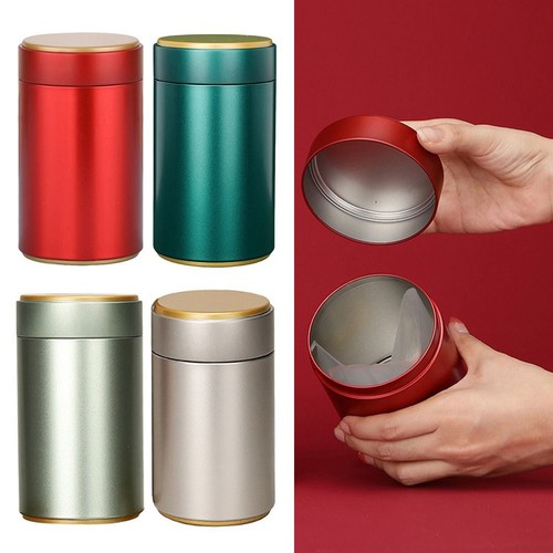 Tinplate tea jar - jar, round