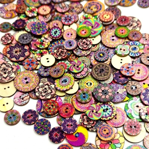 100pcs round wooden buttons - round,