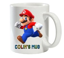 SUPER MARIO Personalised Name Mug Birthday FREE GIFT BOX