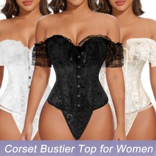 Overbust Women Lace Corset Bustier Top Waist Cincher Halloween Costume Cosplay