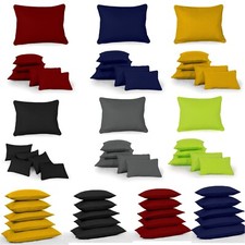Rectangular Oblong Cushion Covers Plain Dyed 100% Cotton Home Sofa Décor 5 Sizes