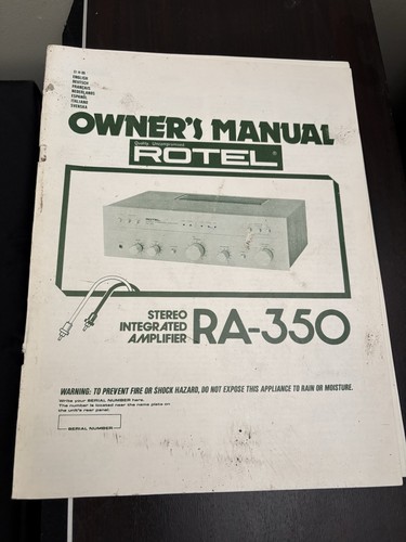 Rotel ra350 user manual - rotel,